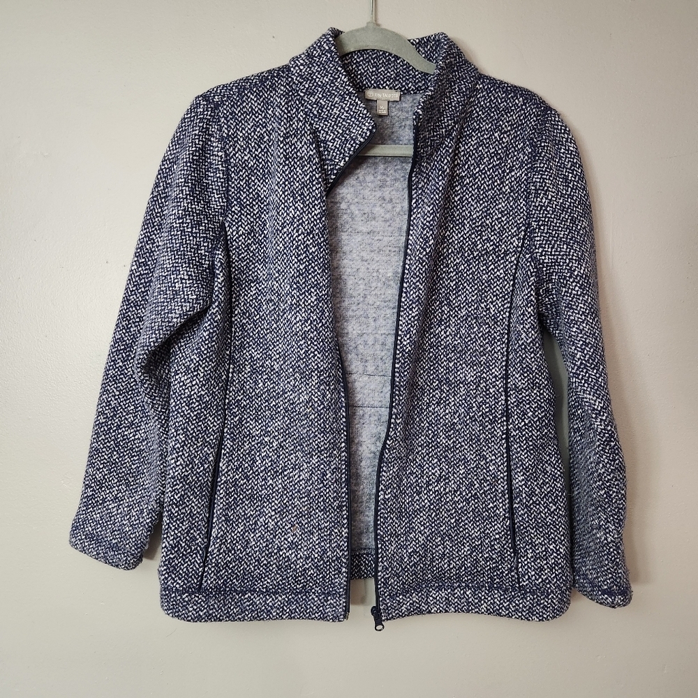 Women’s‎ Talbots Blue & White front zip athleisure jacket with pockets medium P - Picture 5 of 11
